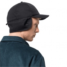 Jack Wolfskin Basecap Fierce Wind Cap with Fleece Lining, Neck and Ear Protection Black Men